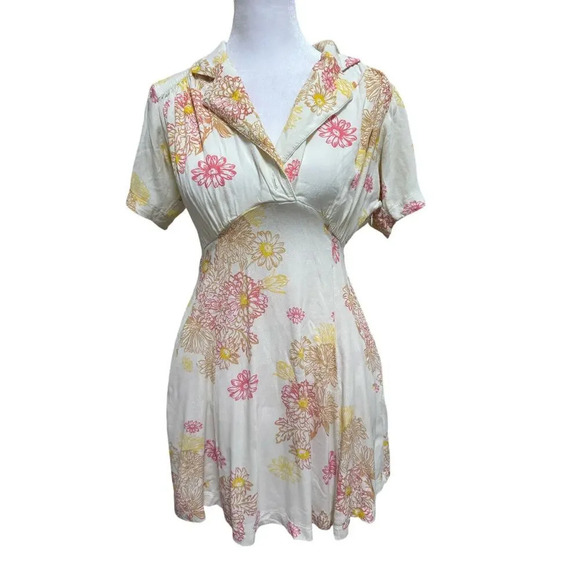 Free People Hawaii Mini Dress Size XS Color Cream Combo Combo Retro - Picture 2 of 11